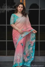 Topetor Silk Saree with Butterfly and Flower Digital Print