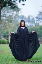 Georgette Three Piece with Linen Salwar, Free Size 44
