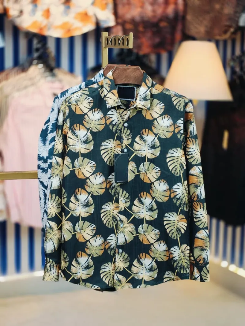 Men's Floral Print Full Sleeve Shirt, Dobby Spandex, Slim Fit