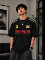 Men's Pure Cotton Drop Shoulder T-Shirt with DTF Print