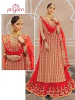 Women's Georgette Party Dress with Embroidered Skirt and Organza Orna