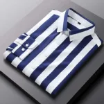 Men's Long Sleeve Stripe Print Shirt, Pure Cotton, M to XXL
