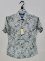 Men's Half Sleeve Print Shirt in Pure Cotton, Slim Fit, 6 Colours