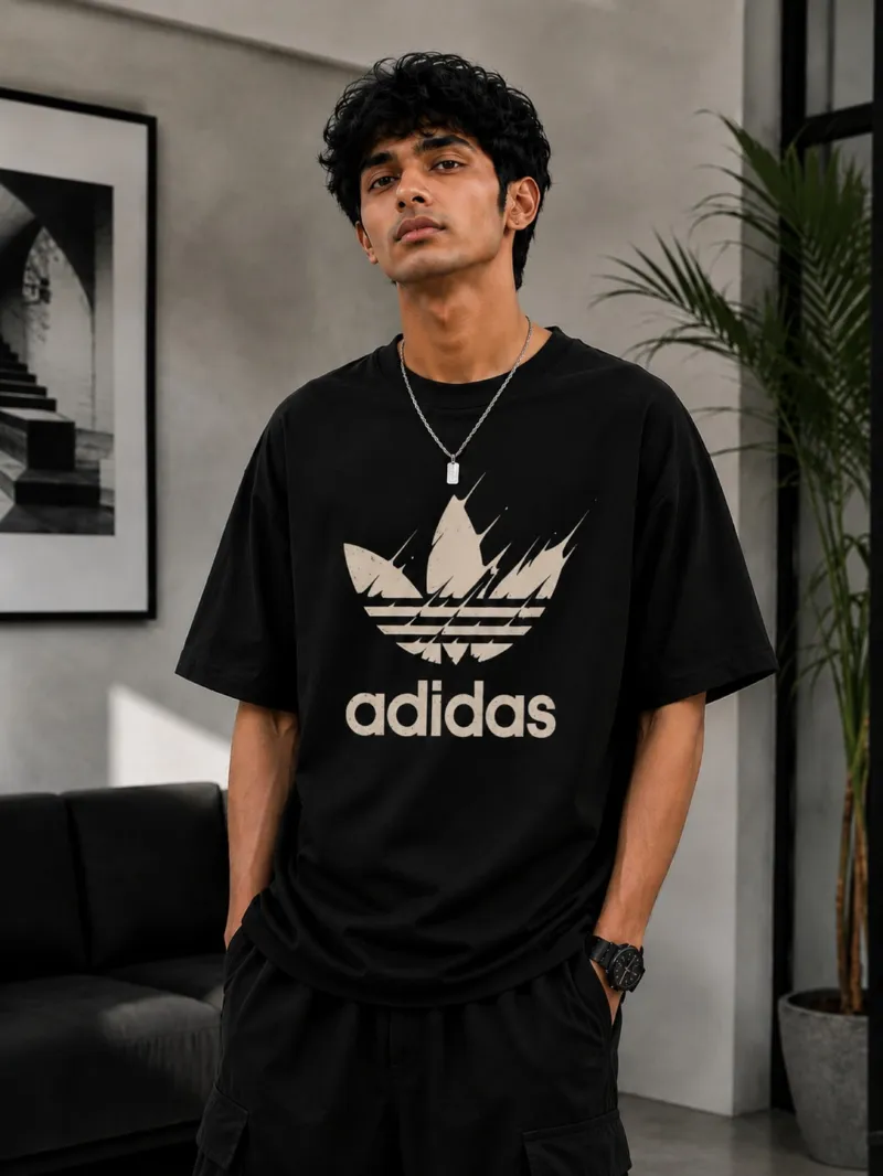 Men's Pure Cotton Drop Shoulder Tee, DTF Print, Sizes M to XXL