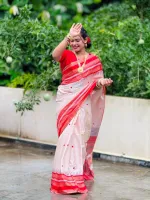 Festive Assam Silk Style Saree with Blouse Piece, 5 Colours