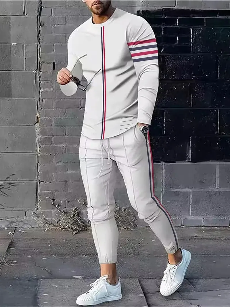 Men's Mesh Jersey Long Sleeve Tee and Trouser Set, 5 Colours