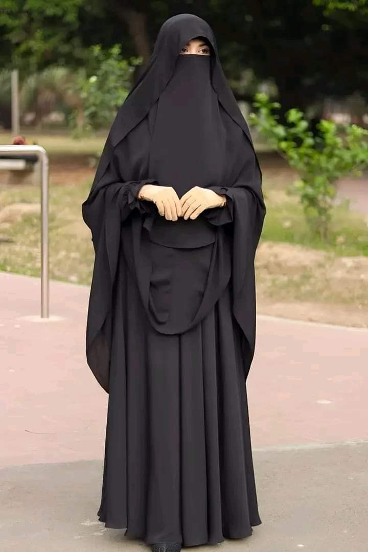 Taqwa Borka, Three Part Set with Hijab and Niqab, Cherry Fabric