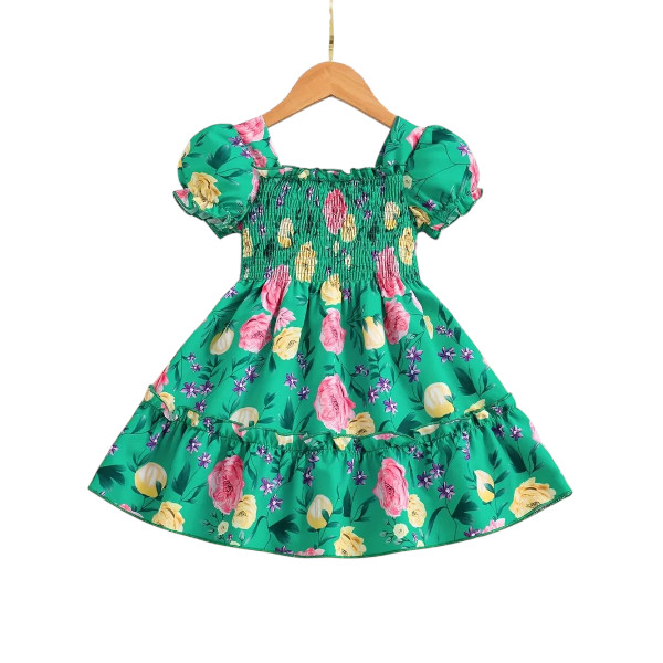 Flower Gown Elegant Floral Fit Dress for Girls with Belt