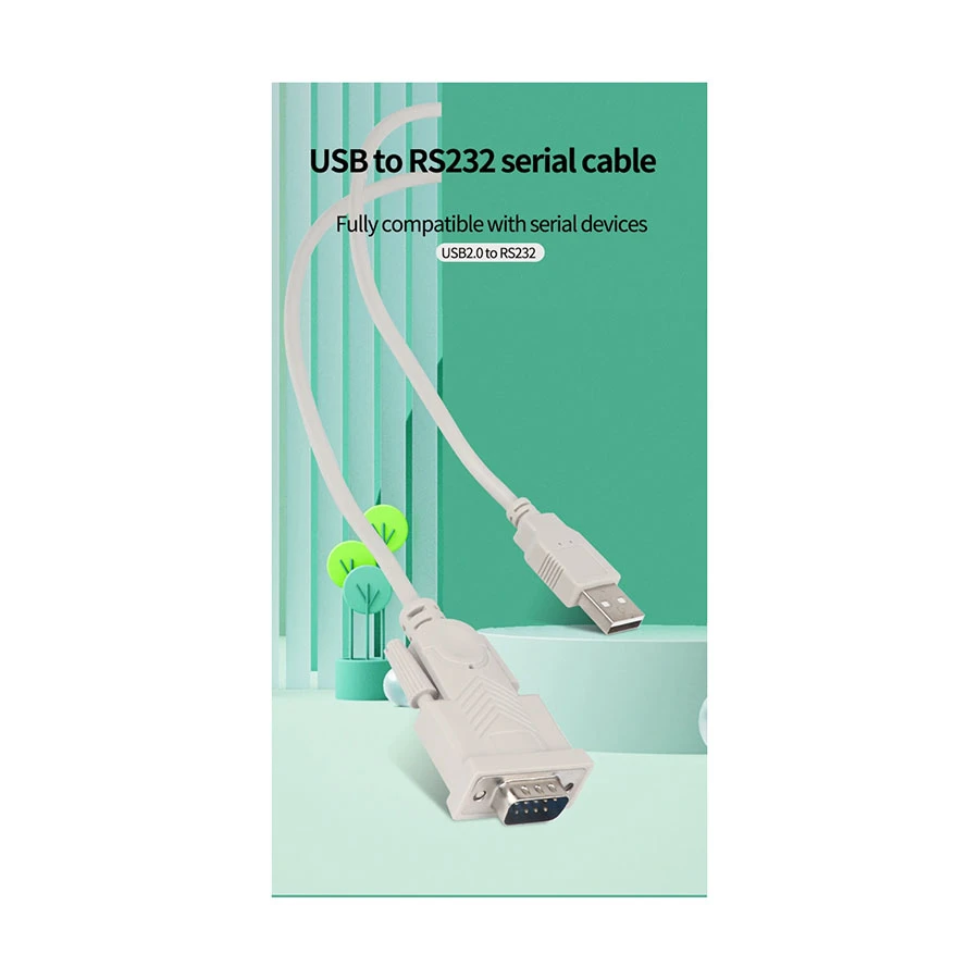 Yuanxin YXB-17 USB to Serial RS-232 Male Cable 1.8 Meter Gray
