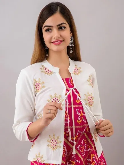 AC Cotton Gown Koti Two Piece with Embroidered Koti