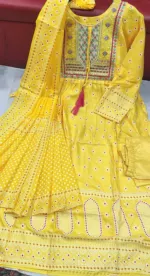 Linen Three Piece with Sequin Embroidery, Free Size 42
