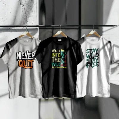 Unique Design Cotton T-Shirt 3-Piece Combo Pack