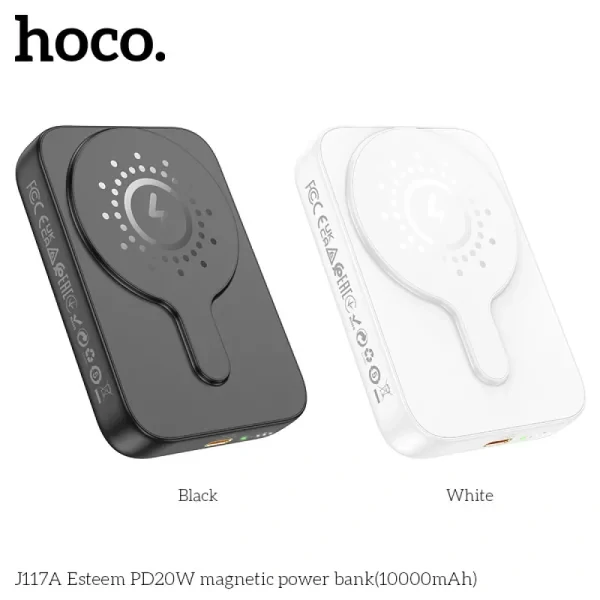 HOCO J117A magnetic wireless fast charging Power bank 10000mAh – White Color