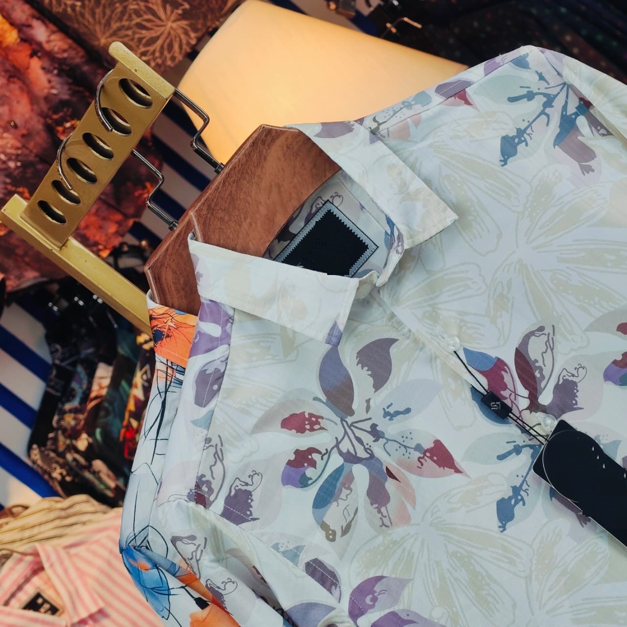 Men's Floral Print Full Sleeve Shirt, Dobby Spandex, Slim Fit