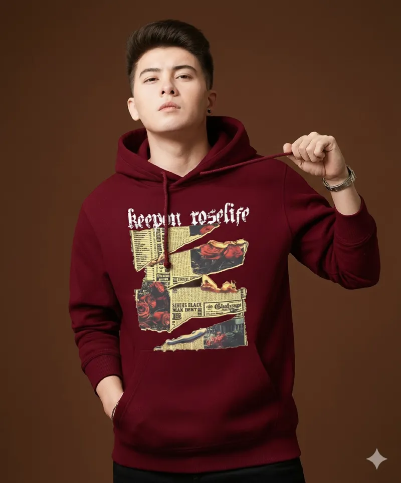 Unisex Drop Shoulder Hoodie, Pure Cotton 280 GSM, DTF Print