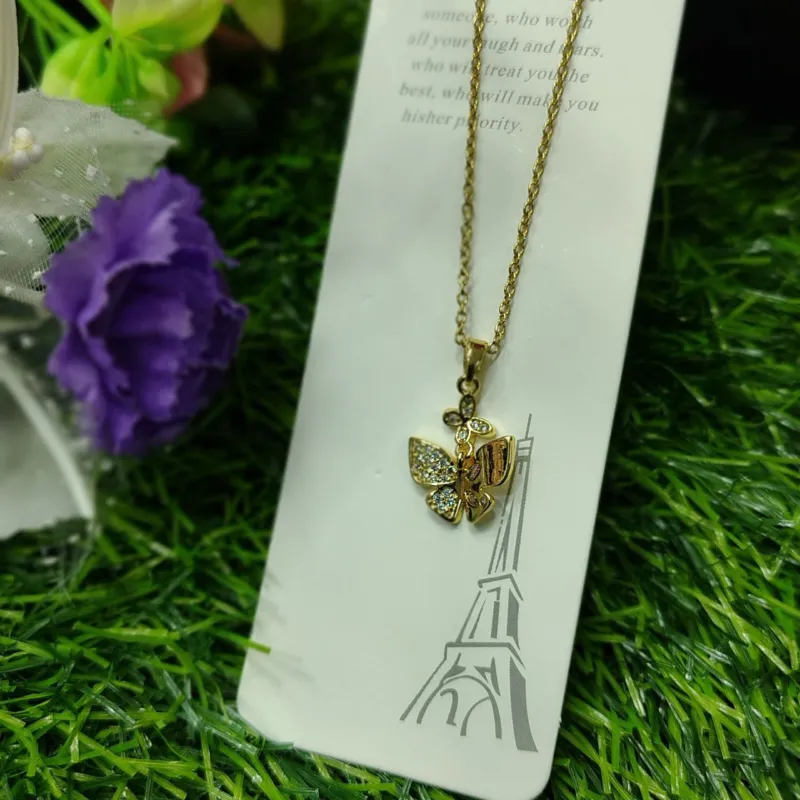 Fantasy Colorful Acrylic Butterfly Pendant Necklace  For Womens