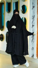 Khimar, Niqab and Palazzo Set in Soft Linen, 6 Colours