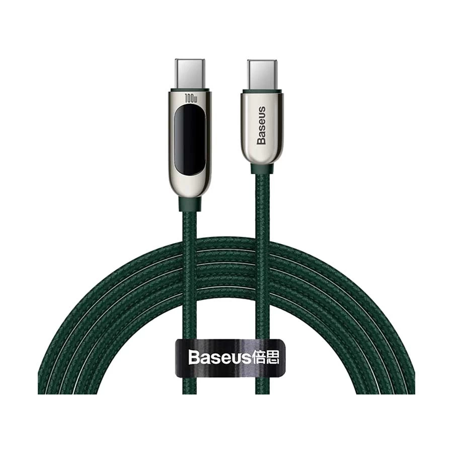 Baseus CATSK-B06 Display 100W USB-C to USB-C Cable 1 Meter Green