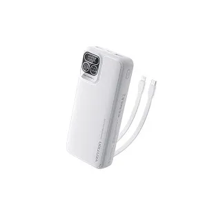 VENTION I15BB-V2 20000mAh 22.5W Power Bank with Built-in USB-C & Lightning Cables – White