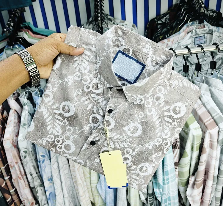 Men's Half Sleeve Print Shirt in Pure Cotton, Slim Fit, 6 Colours