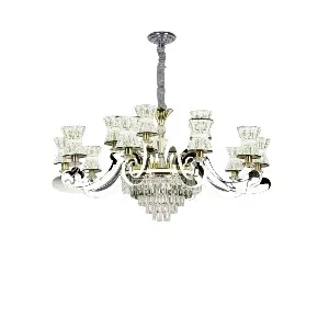 Qulik Modern Nordic Crystal Chandelier Decoration Pendant Hanging two layer 3 color LED Ceiling Light (QL-6233-8-4)