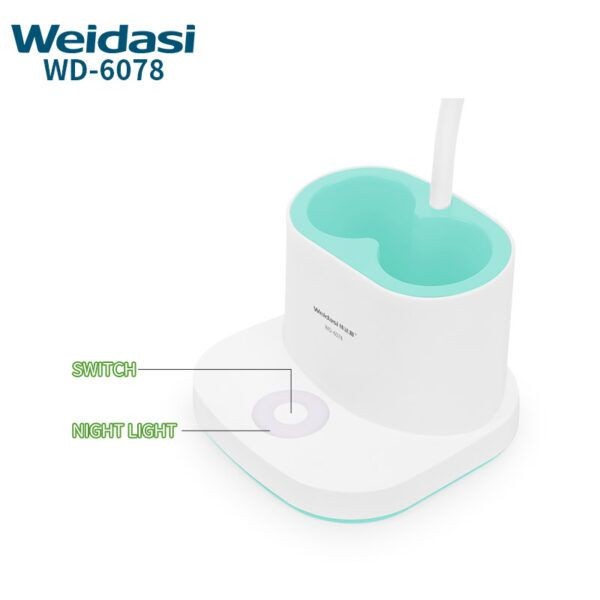 WEIDASI WD-6078 LED Touch Control Lamp with Pen Holder – White