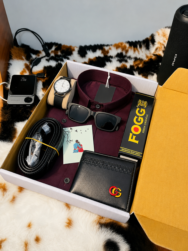 Men's Shirt Combo Gift Package in a Box, Mixed Cotton, 6 Colours