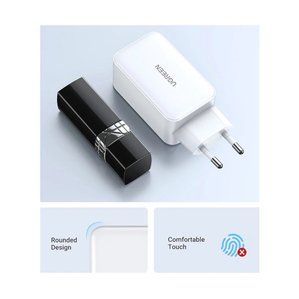 Ugreen Nexode CD244  65W GaN USB & Dual USB-C PD White Charger