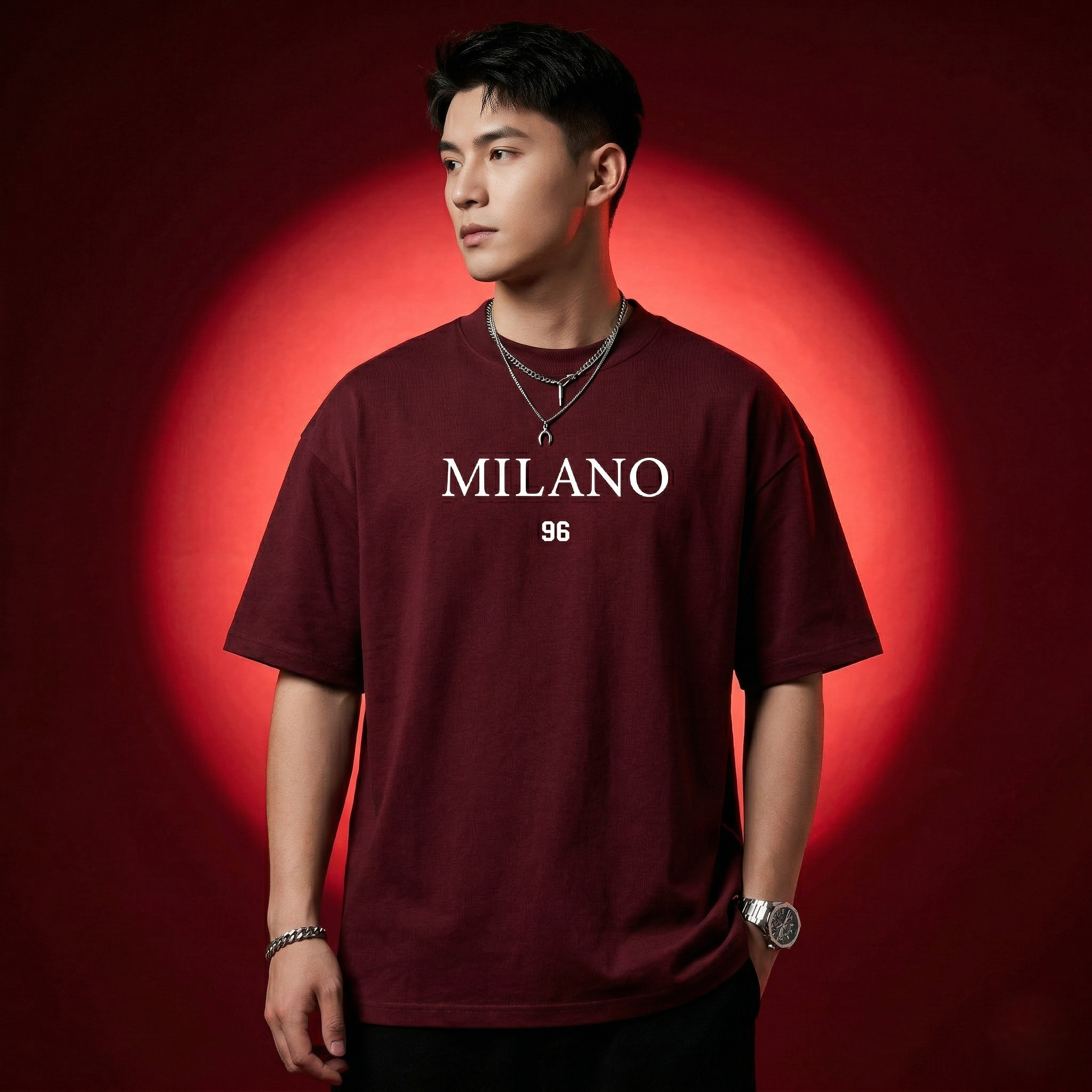 Men's Stylish Drop Shoulder- Maroon