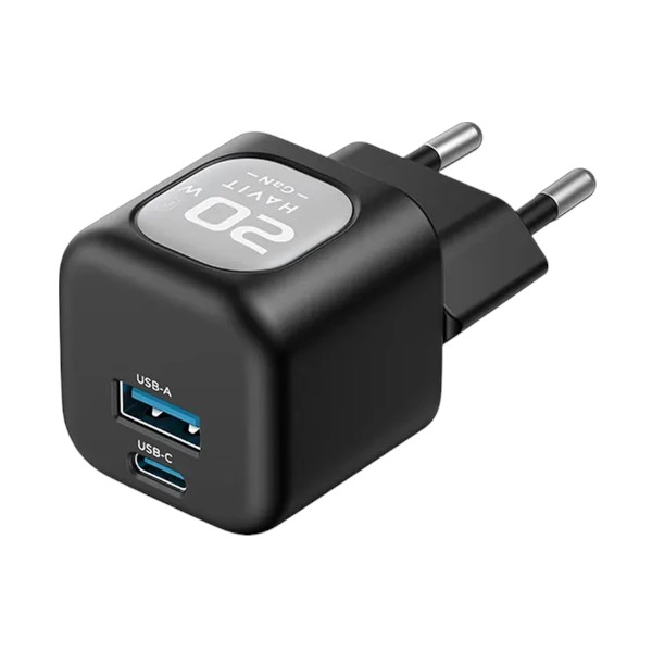 Havit UC220 GaN USB & USB-C 20W Black-Grey Travel Charger