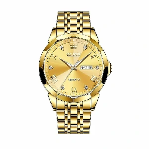 Olevs 9931 Quartz Stainless Steel Men’s Watch - Gold