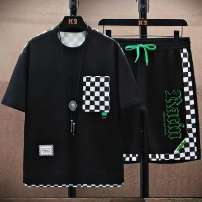 Men's Jersey T-Shirt and Half Pants Set, Sizes L and XL