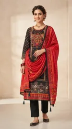 Karchupi Work Unstitched Three Piece with Tassel Orna