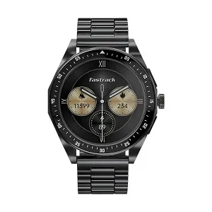 Fastrack Radiant FX1 Black Bluetooth Calling Smart Watch with Metal Strap