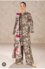 Digital Print Cotton Silk Three Piece, 6 Colours, Sizes 36 to 46