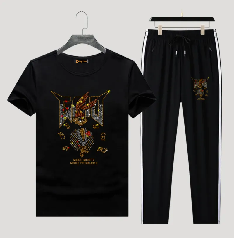 Men's Pure Cotton Tee and 280 GSM Trouser Combo, 6 Colours