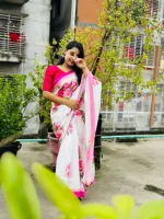 Topetor Silk Digital Print Saree with Matching Blouse Piece