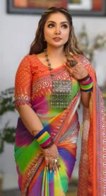 Chanduri Soft Silk Saree with Body Digital Print and Tassels