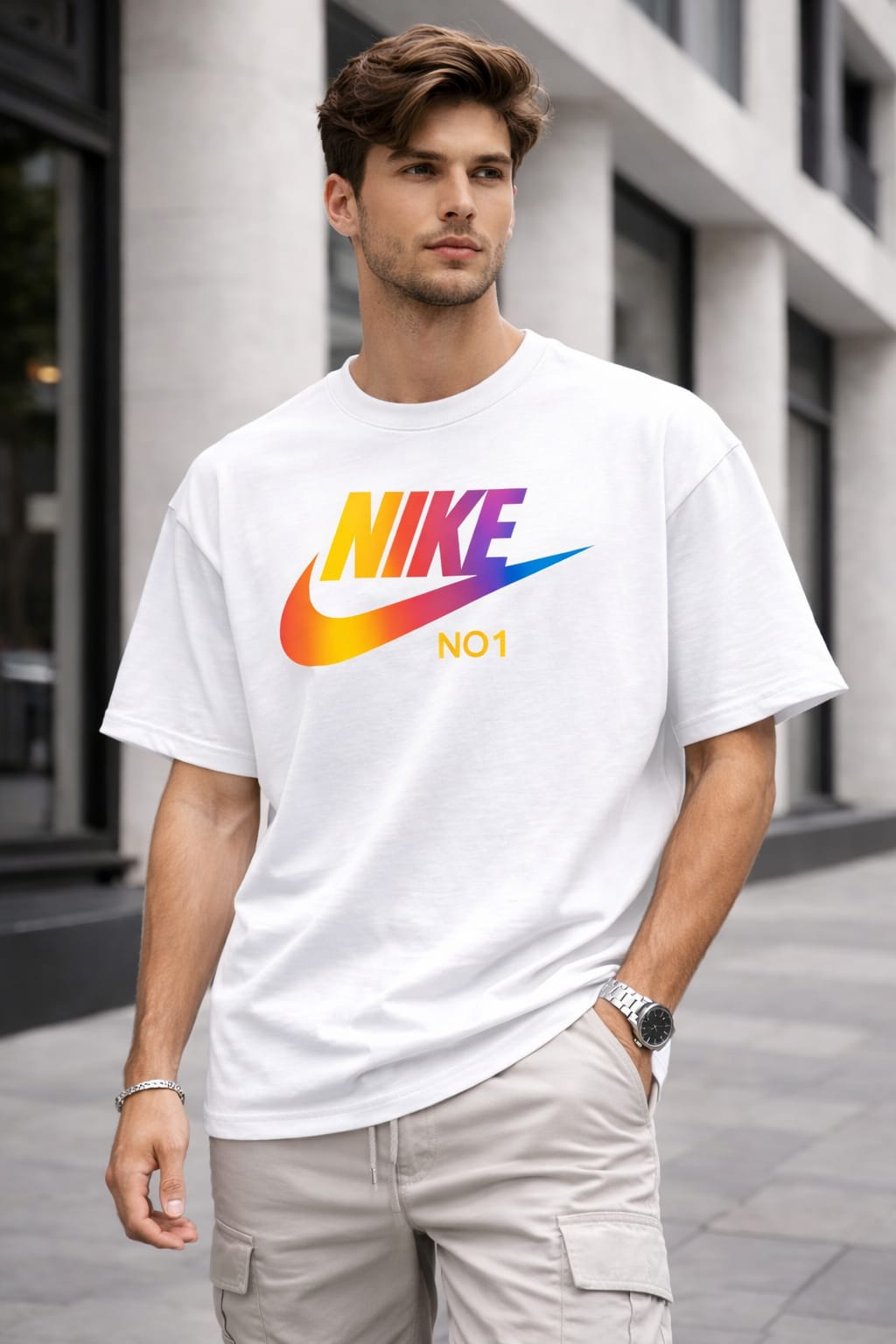 Pure Cotton Drop Shoulder T-Shirt with DTF Print, 6 Colours