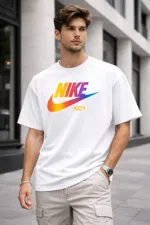 Pure Cotton Drop Shoulder T-Shirt with DTF Print, 6 Colours