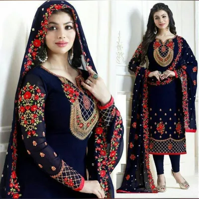 Soft Georgette Four Piece with Unstitched Salwar, 4 Colours