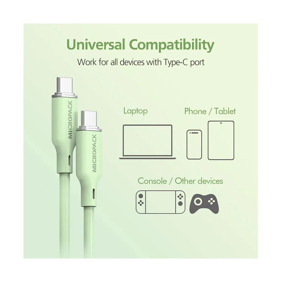 Micropack MC-C60 60W USB-C to USB-C Data Cable 1.2 Meter Green