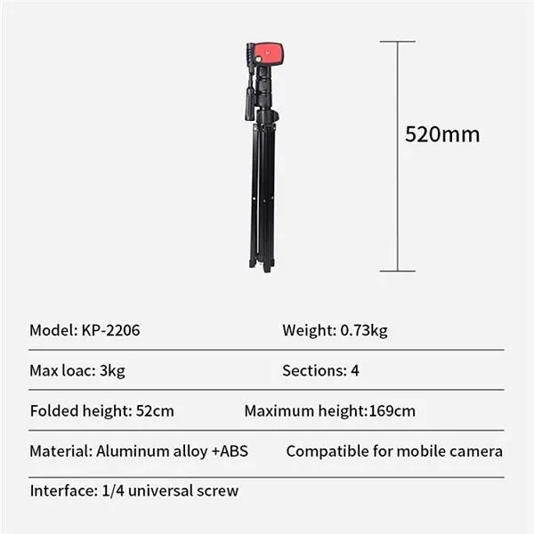 JMARY KP-2206 Camera And Phone Selfie Stick Tripod