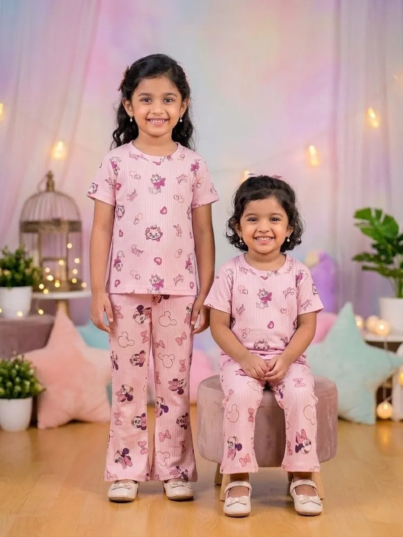 Kids' Half Sleeve Cartoon Tee and Pant Set, 6 Colours, 2 to 8 Years