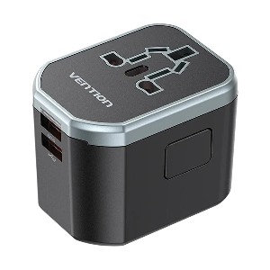 Vention FJCB0 3-Port USB 20W Black Universal Travel Charger