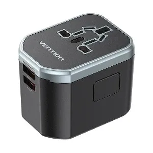 Vention FJCB0 3-Port USB 20W Black Universal Travel Charger