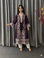 Women's Cotton Two Piece with Embroidered Kameez and Salwar