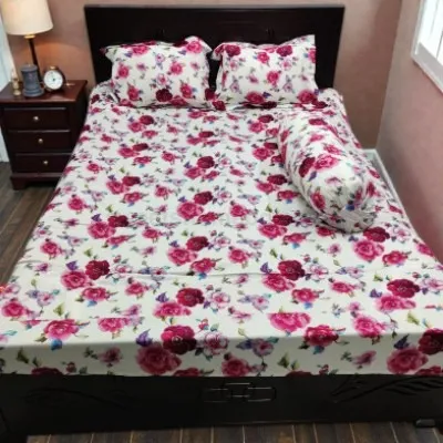 4 Piece Twill Cotton King Size Bed Sheet Set, 4 Colours