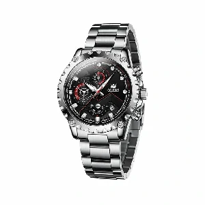 Olevs 2873 Luxury Chronograph Men’s Watch - Silver & Black