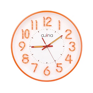 Ajina Maple Digit Round Wall Clock Orange